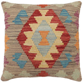 handmade Traditional Pillow Gray Red Hand-Woven SQUARE 100% WOOL Hand woven turkish pillow2' x 2'